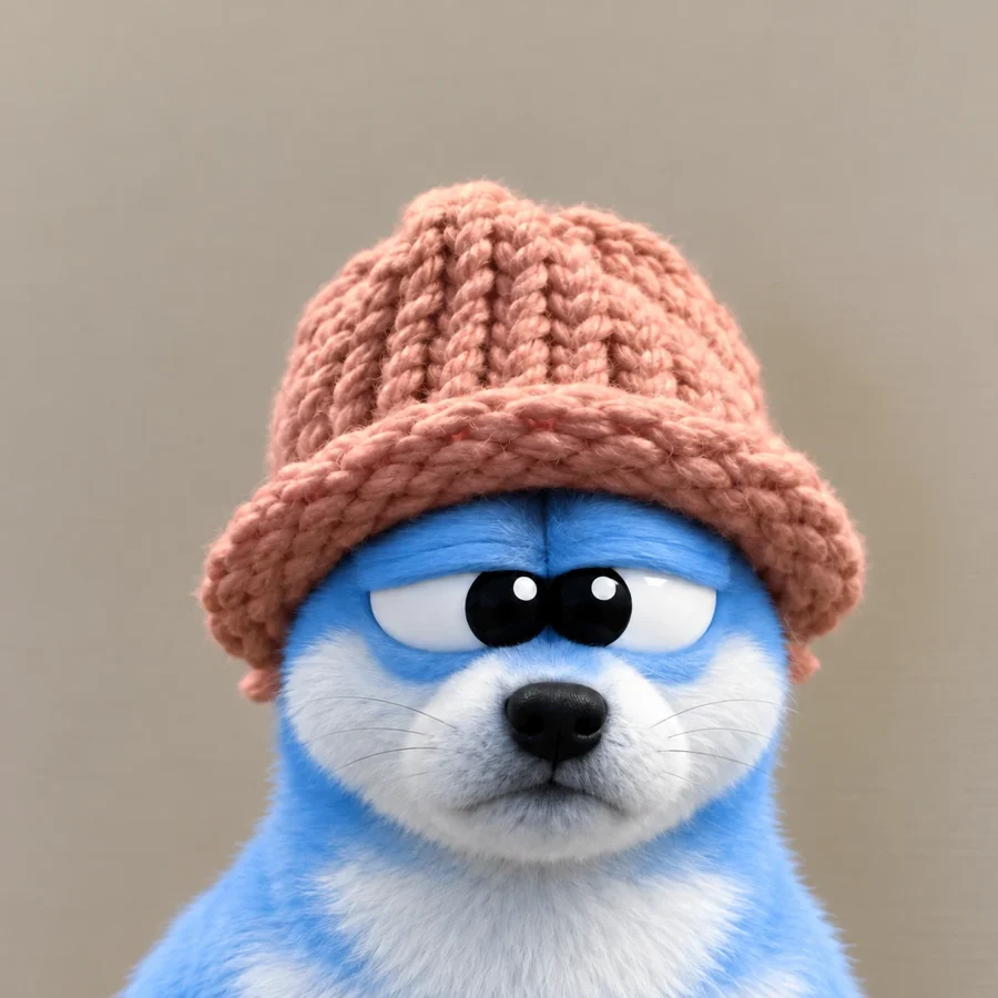 gomowif looking unimpressed in a knitted hat